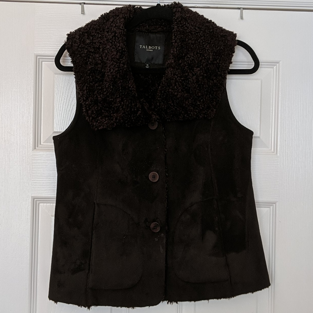 *Sold*TALBOTS Faux Suede/Fur Vest - Picture 1 of 5